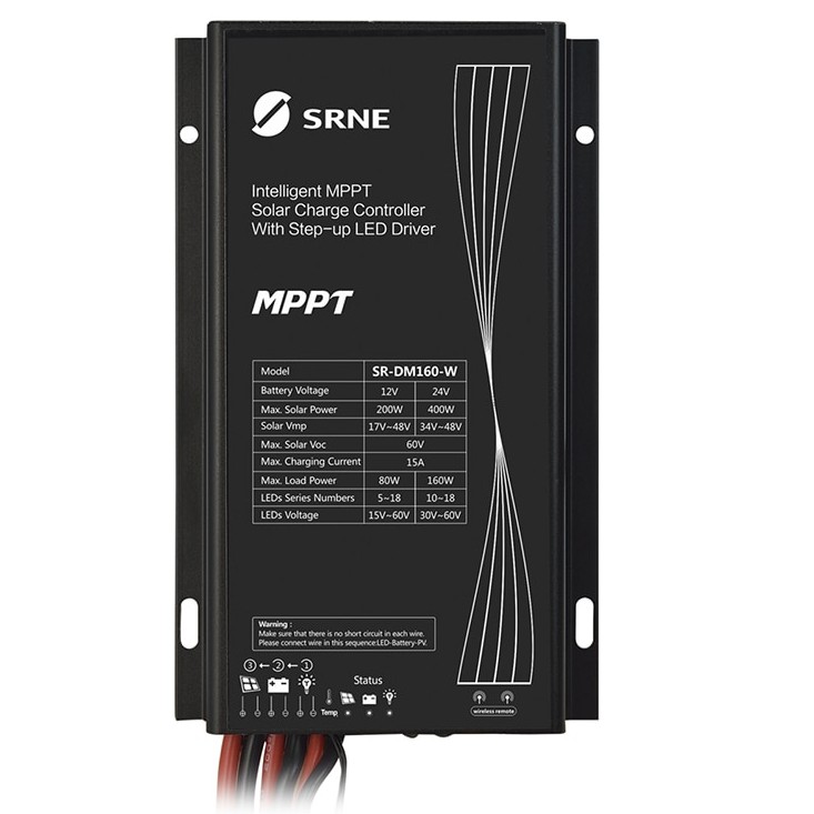 SR-DM160 12/24V 15A MPPT Solar Regulator with LED Driver